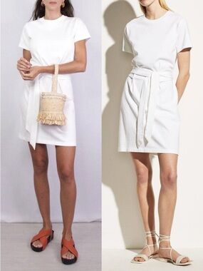 Vince Short Sleeve Waist Tie Dress Minimalist Chic NWT NEW